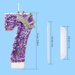 Crown embellished birthday candle number 7 for events