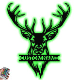 CALCCI custom text metal sign with LED light on display