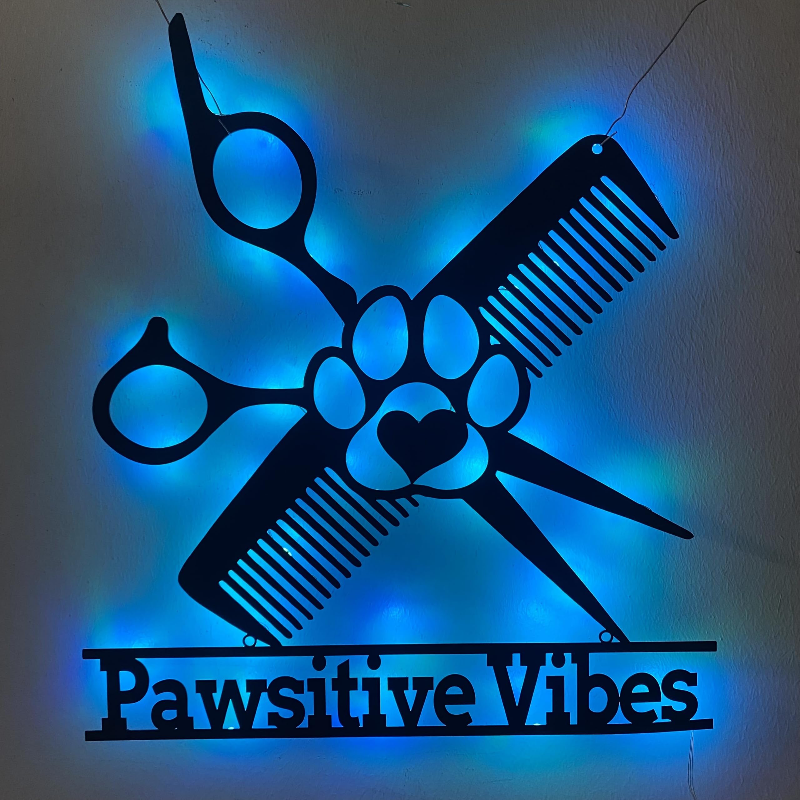 CALCCI Custom Text Metal Sign LED front view