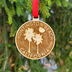 California Christmas wooden ornament back finish