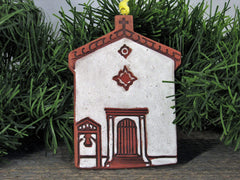 California mission church ornament with back inscription San Rafael Arcangel