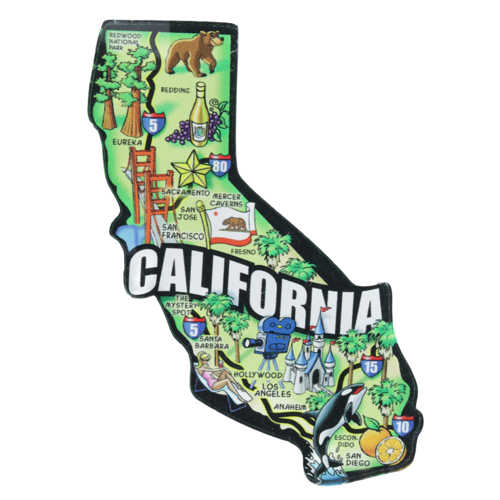 California state acrylic magnet on refrigerator 4x2-5 inches