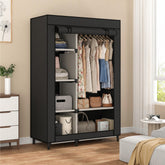 Calmootey Portable Closet Organizer with four small shelves and two large shelves