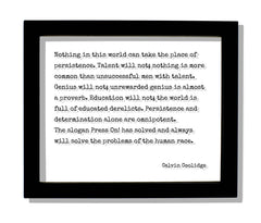 Calvin Coolidge floating quote on clear acrylic