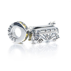 Camper Van Dangle Charm S925 with yellow crystals