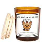 CANDLELAS Yorkshire Terrier Gifts for Women cedar soy wax candle packaging