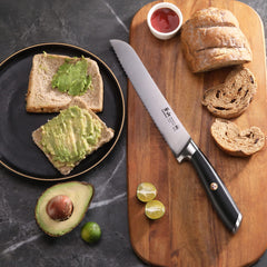 NSF Certified Cangshan L Series 8-Inch Bread Knife close up