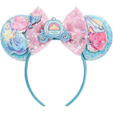CANMIL Princess Mouse Ears Headband pink and blue ears with bow