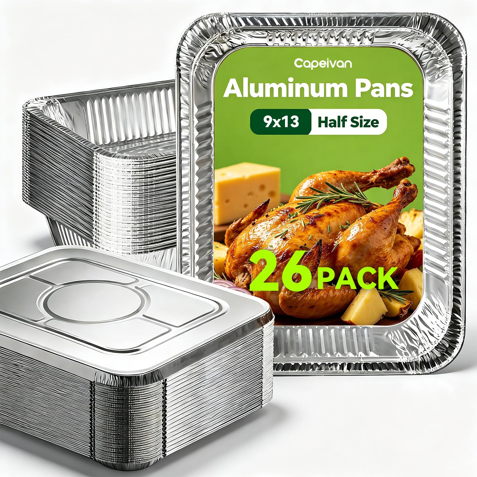 Capeivan aluminum pans with lids 16x9 inch size
