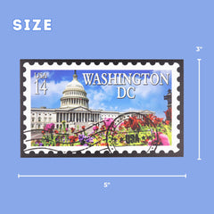 Capitol Building stamp design on colorful fridge magnet