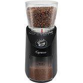 Capresso C570.99 whole bean coffee grinder black front view