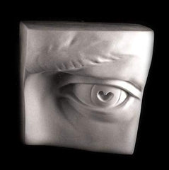 Caproni Collection plaster cast sculpture David left eye detail with flat white patina 8x7x5 inches