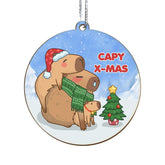 Capybara Christmas Ornament wood finish