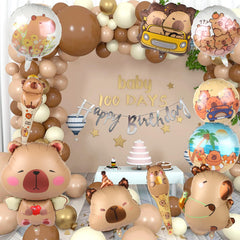 Capybara shaped foil balloons decorative kit
