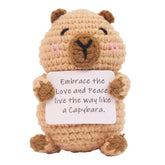Capybara Gifts knitted capybara doll with positive card