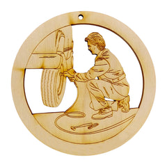 Personalized car mechanic Christmas ornament ready to hang