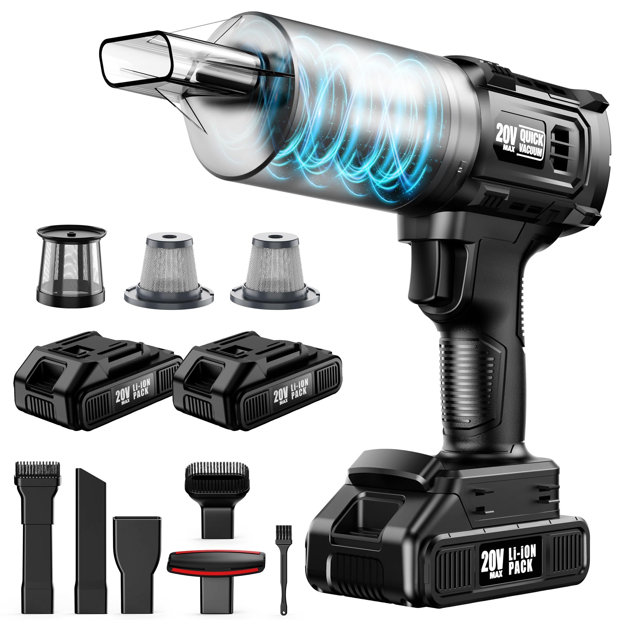 Car vacuum cordless handheld with dual batteries
