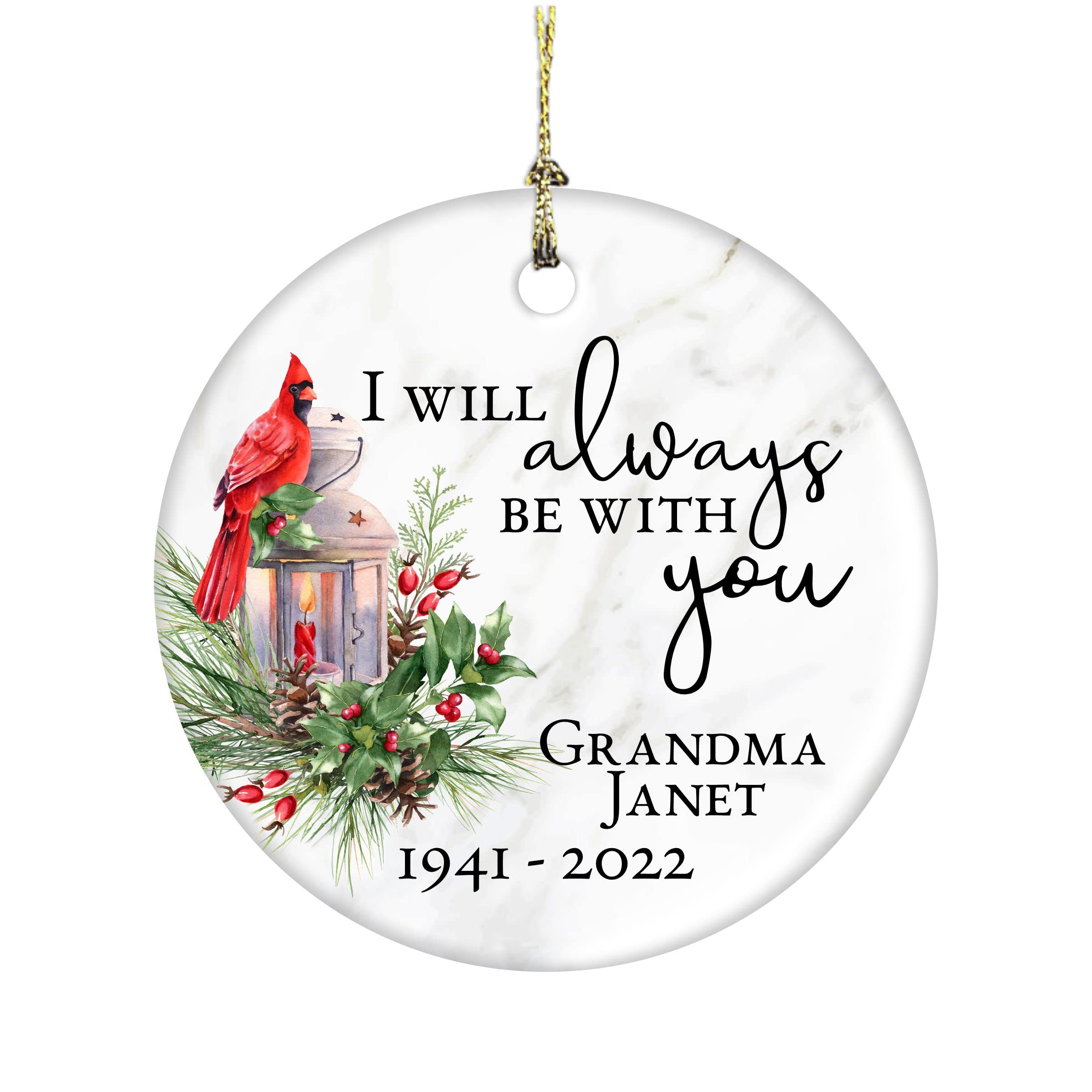 Cardinal Memorial 3 Inch Ceramic Ornament