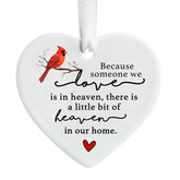 Cardinal Memorial Ornament 3 inch ceramic heart keepsake