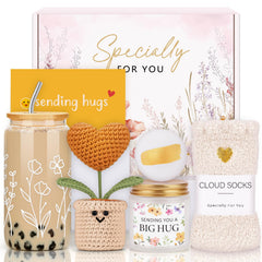 Care Package for Women with 16oz floral glass cup