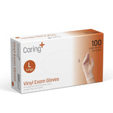 Caring Vinyl Exam Gloves large 100ct packaging