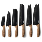 CAROTE 12-Piece Knife Set with wood grain handles