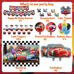 Cartoon Birthday Decorations backdrop and happy birthday banner for party styling