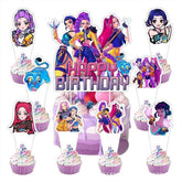Cartoon cake decorations 25 piece set with birthday topper