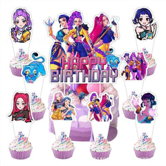 Cartoon cake decorations 25 piece set with birthday topper