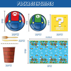 Cartoon game theme cups and straws for birthday party