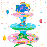 Cartoon pink cupcake stand for girls 3 tier display