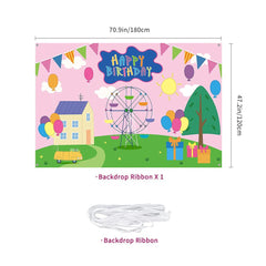 Cartoon Pink Pig Theme backdrop for baby shower decoration