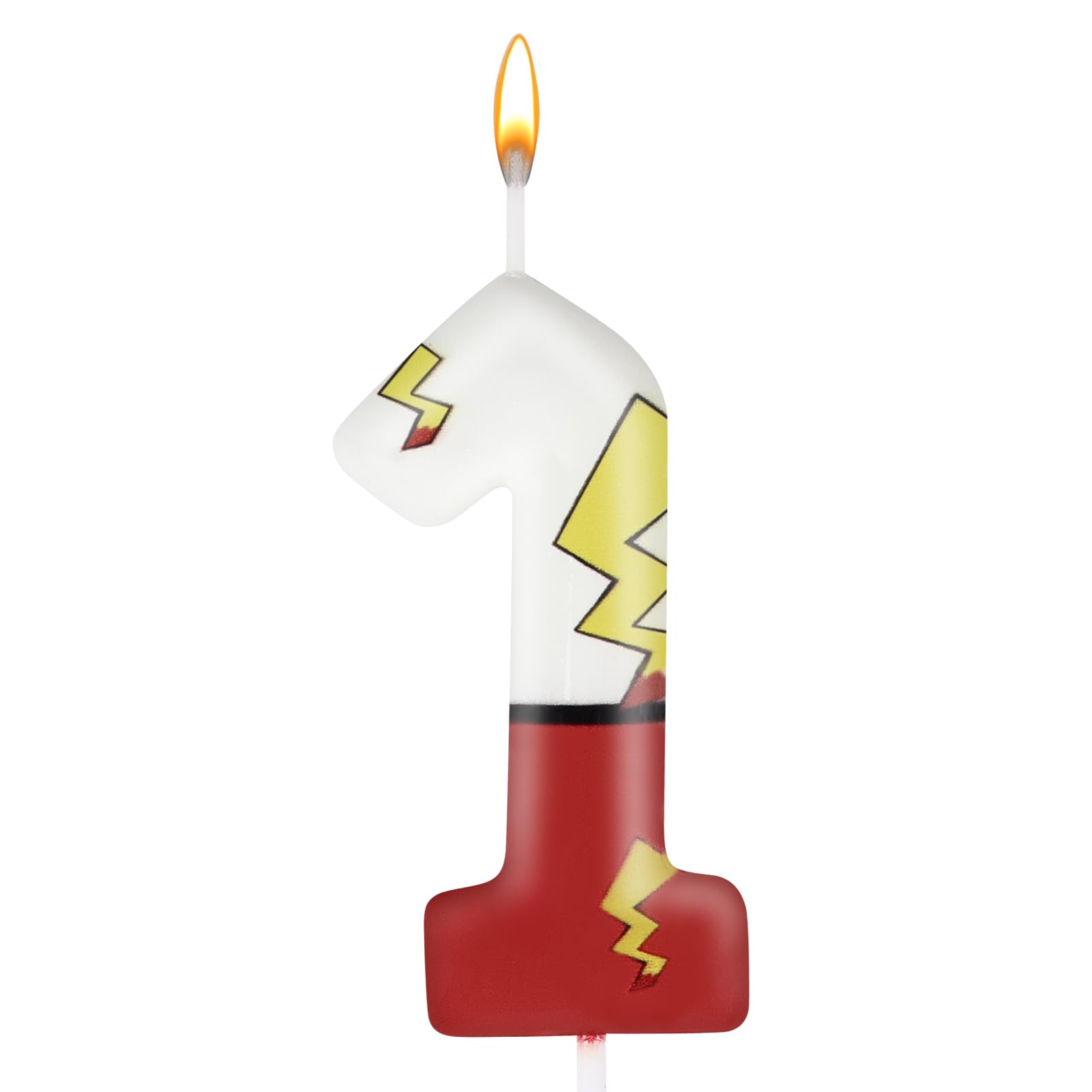 Cartoon red white number candle for birthday cake