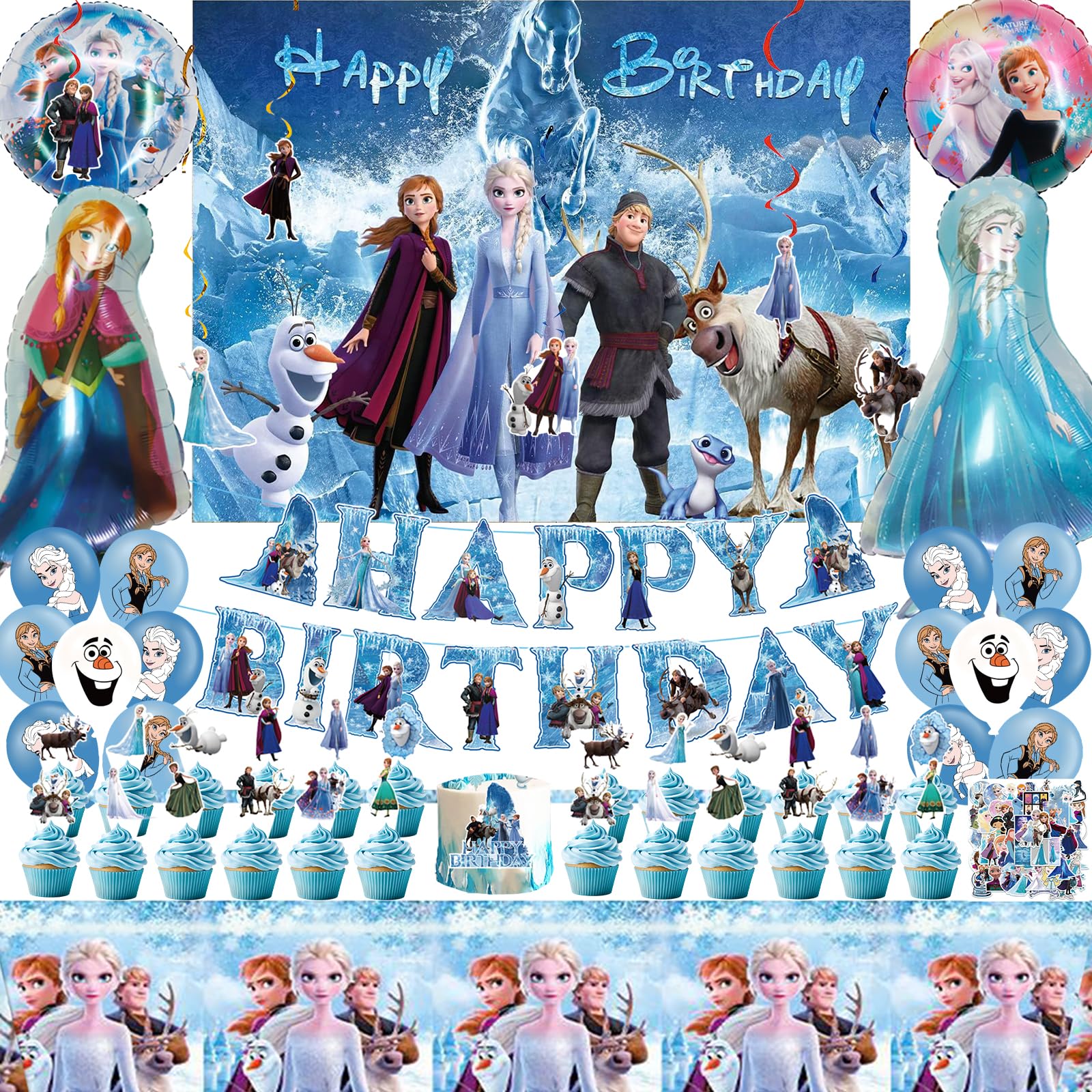 banner with ribbon from Cartoon Winter Birthday Decorations Set