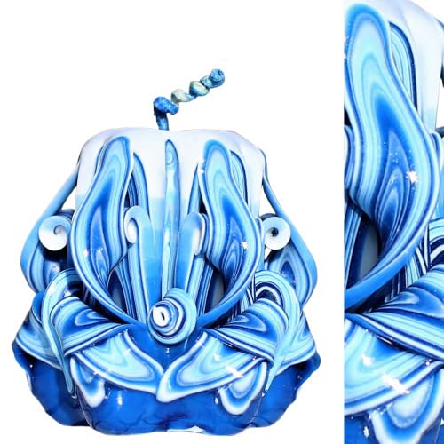 Carved Candles Blue 3 close up of layered carving