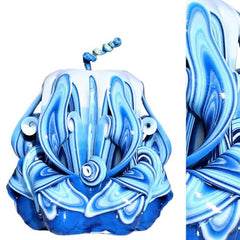 Carved Candles Blue 3 close up of layered carving