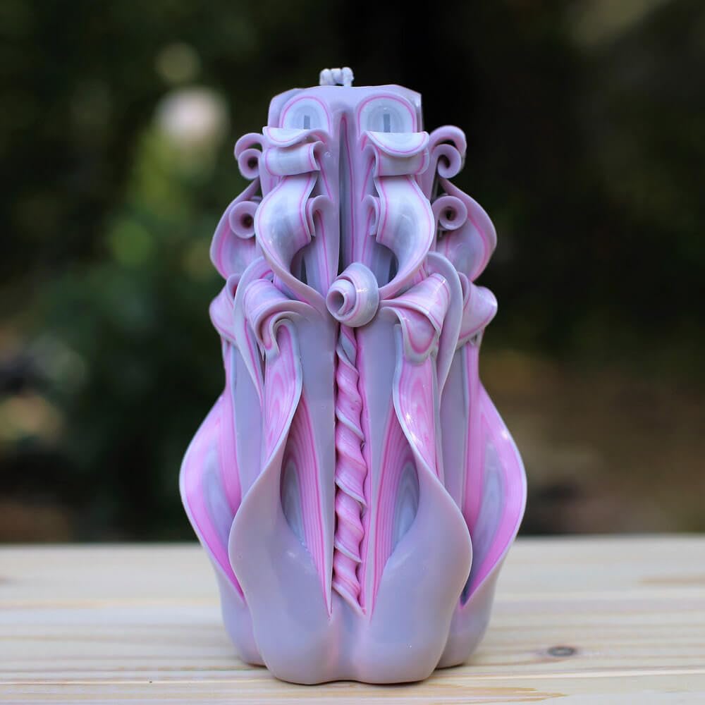 Carved Candles Grey large carved candle with slot details