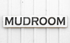 Carved lettering on solid pine mudroom wall decor exterior finish