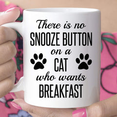Cat breakfast paw prints mug with ceramic white finish