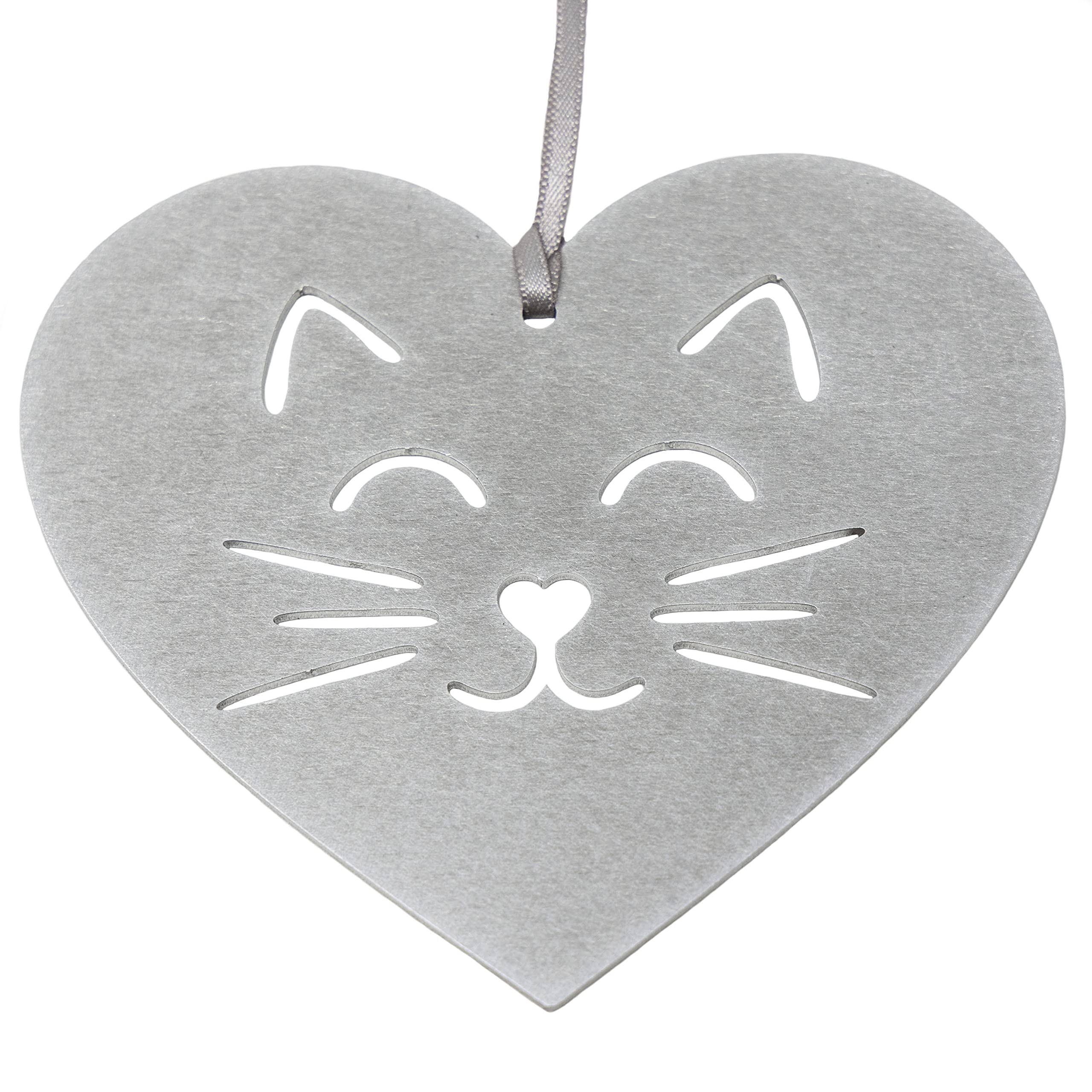 Cat Heart Ornament aluminum tree decoration 4x3.5 inch