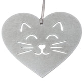Cat Heart Ornament aluminum tree decoration 4x3.5 inch