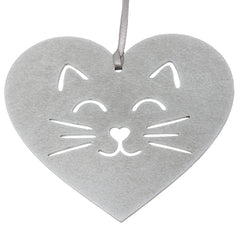 Cat Heart Ornament aluminum tree decoration 4x3.5 inch