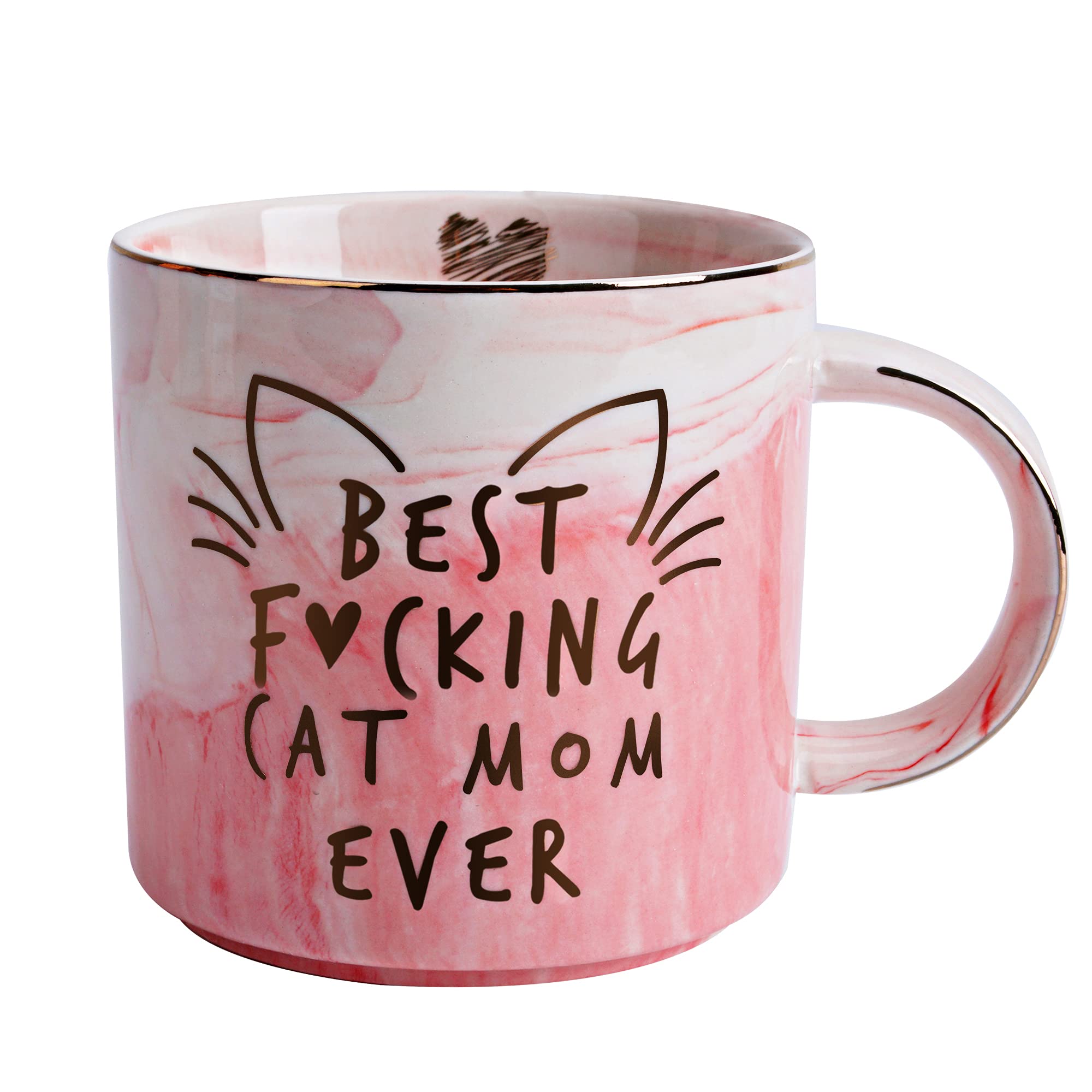 Cat Mom Gifts for Women mug pink marble ceramic 11.5oz