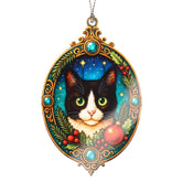 Cat Ornament tuxedo cat decor on holiday tree