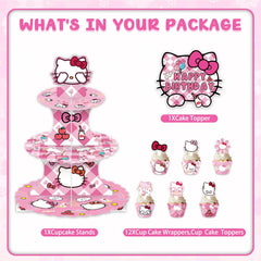 Easy tool-free assembly for cartoon cat cupcake stand