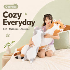 Cat plush long body pillow gray 19 inches 1 count