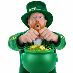green cauldron used as party decor for St Patrick's Day