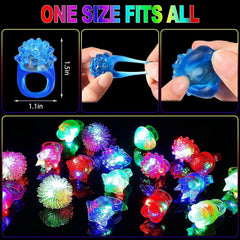 Colorful LED rubber jelly rings suitable as kids party favors