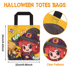 Six color halloween treat bags with witch cat bat ghost pumpkin designs