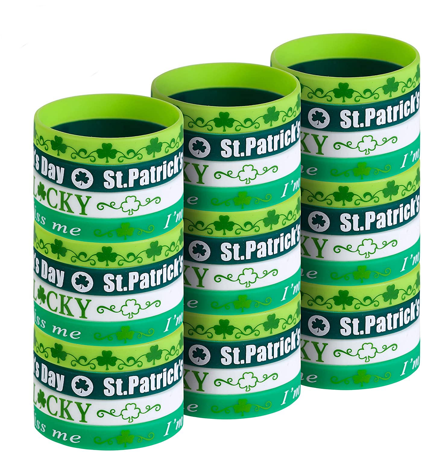 CCINEE St Patrick's Day wristbands pack of 36 in 4 styles